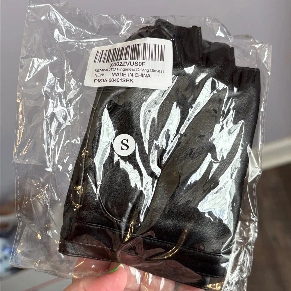 Kemimoto Faux Leather Black Fingerless Driving Gloves size S